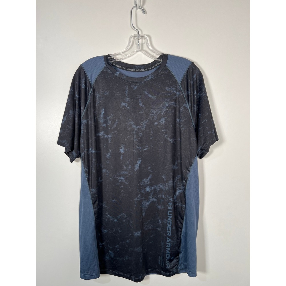Under Armour MK1 Tee‎ Blue Black Mesh Performance Workout Shirt Large